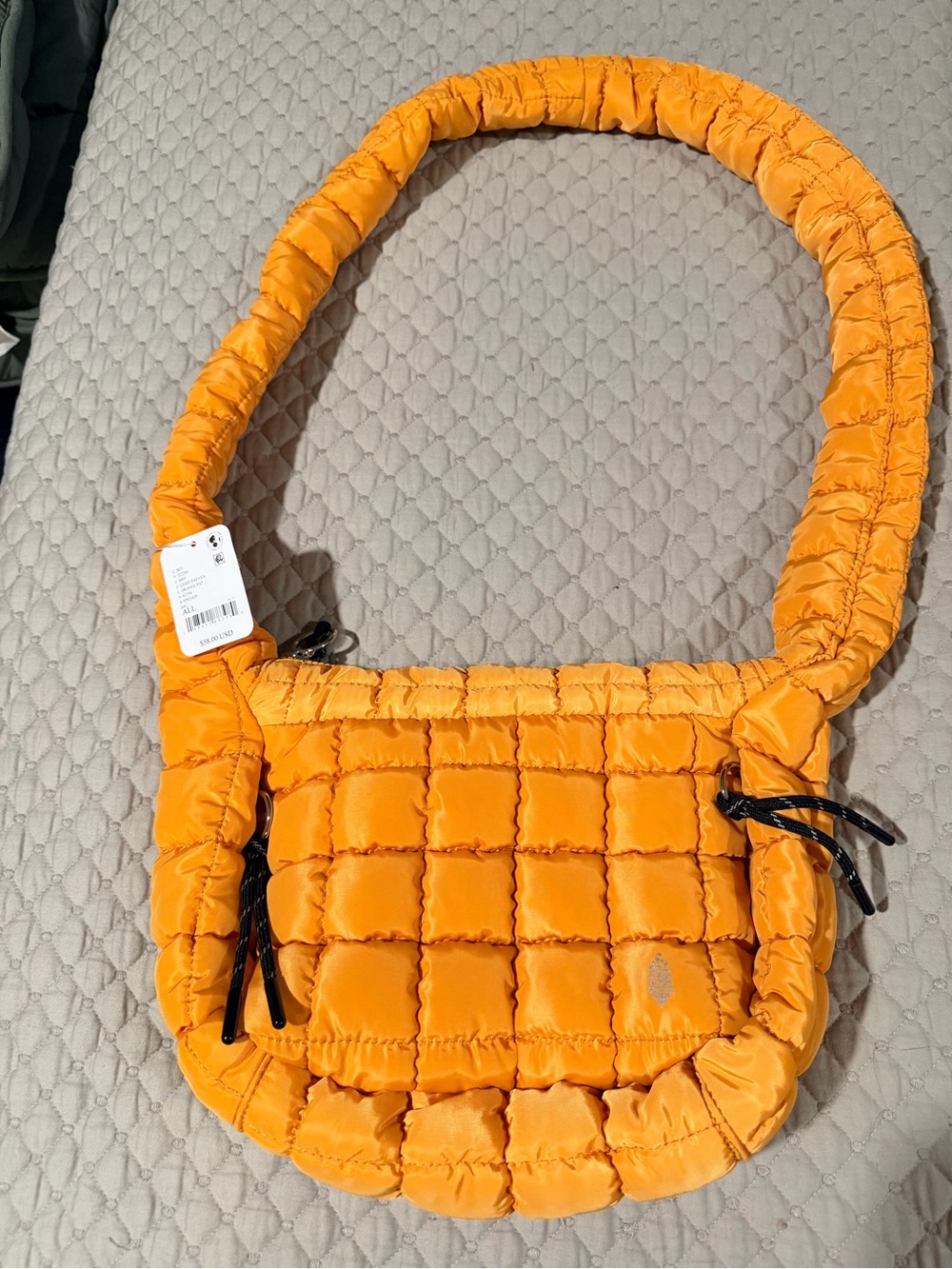 Free People Quilted Baby Carryall Sling Bag/Purse in Light Papaya Yellow/Gold - Picture 3 of 8